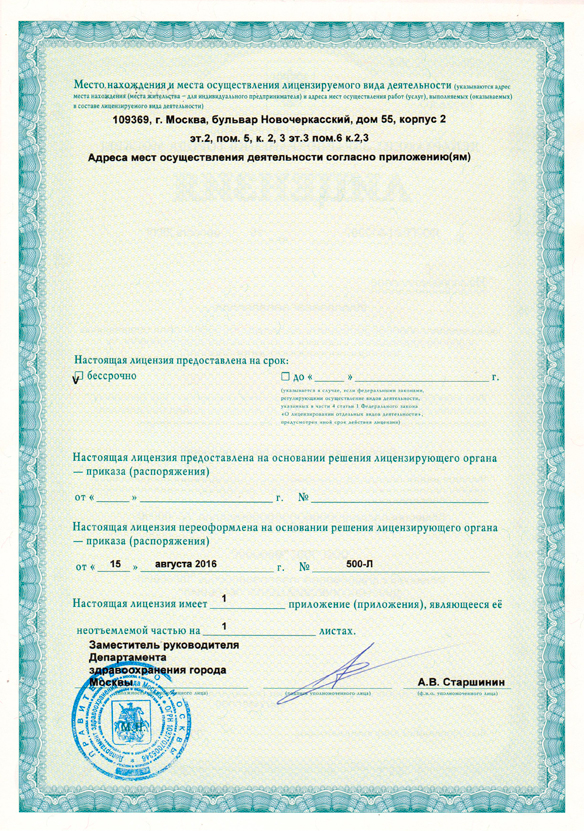 Лицензия на осуществление медицинской деятельности 0120434 2 страница фото
